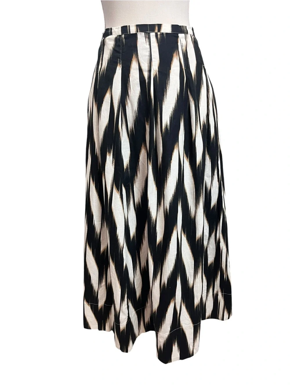 Banana Republic Linen Blend Pleated Ikat Print Midi Skirt Size 14 NWOT